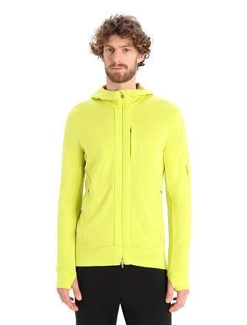 Icebreaker Merino Quantum III Long Sleeve Zip Férfi Kapucnis Pulóver Zöld | HU 1267VRWD